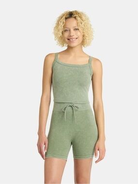 NWOT SET No Boundaries Olive Green Active Crop Top and Shorts